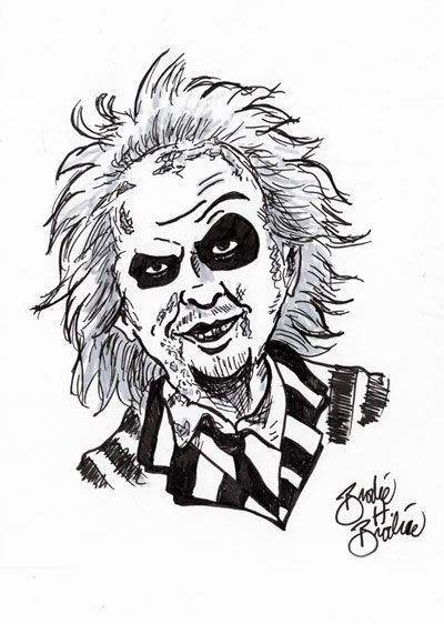 Beetlejuice Art, Beetlejuice Tattoo, Beetlejuice Fan Art, Zombie Drawings, Beetlejuice Cartoon, Horror Drawing, Cartoon Drawings Disney, Cartoon Drawings Of Animals, Caricature Sketch