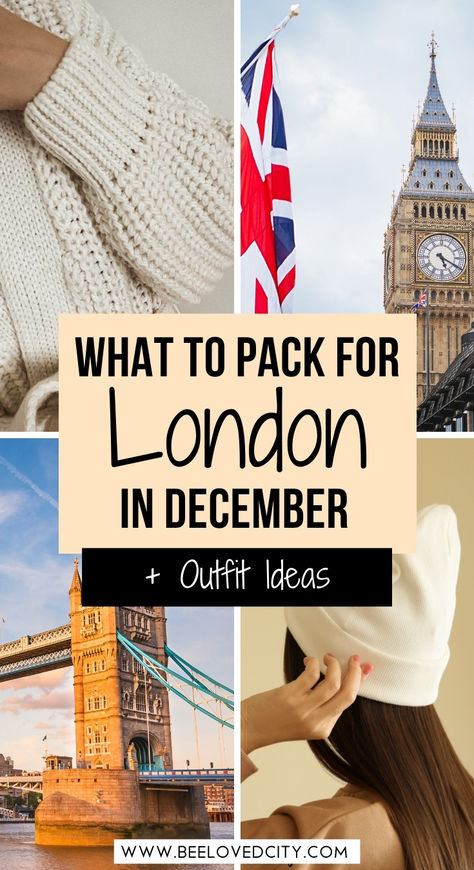 Visiting London in December? Pack warm layers like sweaters, wool coats, and waterproof boots to handle the chilly, often rainy weather. Scarves, gloves, and a stylish hat are essential for keeping cozy. Opt for jeans or trousers paired with ankle boots for daytime, and chic dresses with tights for evening outings. A compact umbrella is a must for unexpected showers. Perfect outfits for Christmas shopping, festive events, and sightseeing. #LondonWinterFashion #ChristmasInLondon #DecemberOutfits London Travel Winter, Shopping In London Outfit, London In December Outfits, London Outfit Ideas Winter, Dresses With Tights, What To Pack For London, What To Wear In London, London Outfit Ideas, London In Winter