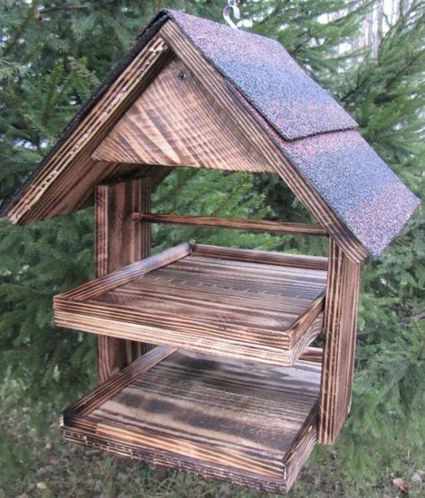 Wood Bird Feeder, 25 Design Ideas for DIY Garden Decorations Diy Garden Decorations, Bird Feeder Station, Bird House Plans Free, Backyard Birds Feeders, Wood Bird Feeder, Bird Feeder Plans, Bird Feeder Craft, Bird Seed Feeders, Wooden Bird Feeders