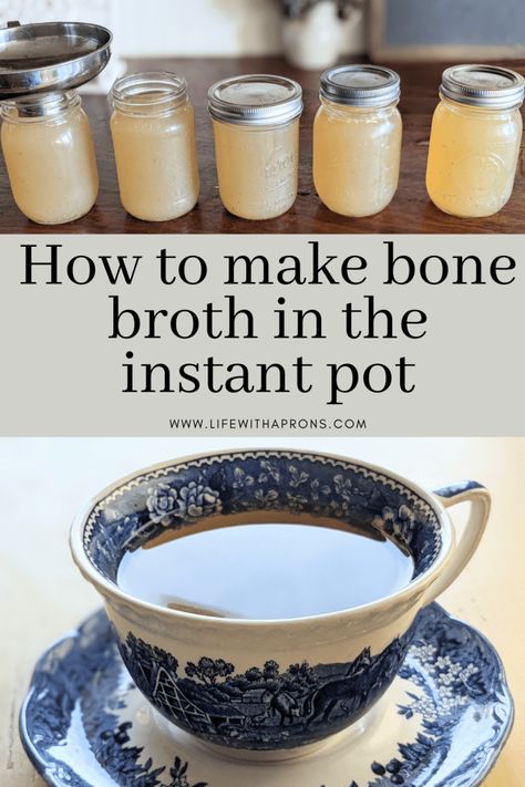 Instant Pot Bone Broth - Nourishing food - Life with Aprons Healthy Broth, Instant Pot Bone Broth, Bone Broth Instant Pot, Nourishing Food, Bone Broth, Broth, Instant Pot, Carrots, Herbs