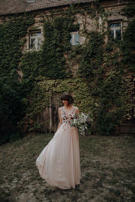 Layered Wedding Dresses, Ascot Dresses, Nontraditional Wedding Dress, Paradise Wedding, Embroidered Wedding Dress, Bespoke Wedding Dress, Belle Dress, Farmhouse Wedding, Lesbian Wedding