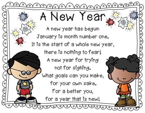 Quotes That Rhyme, New Year Poems, First Grade Poems, January Poem, Happy New Year Poem, Shared Reading Poems, New Year Poem, Kindergarten Poems, Poems About School