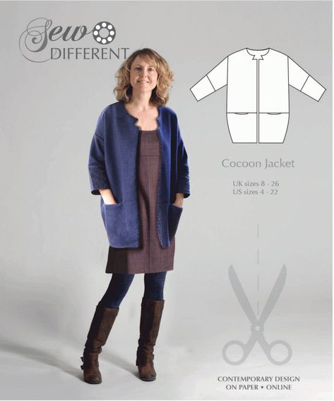 Sewing Retreats, Women Sewing, Cocoon Jackets, Free Dress, Pattern Hack, Jacket Pattern Sewing, Cocoon Coat, Jackets Uk, Paper Sewing Patterns