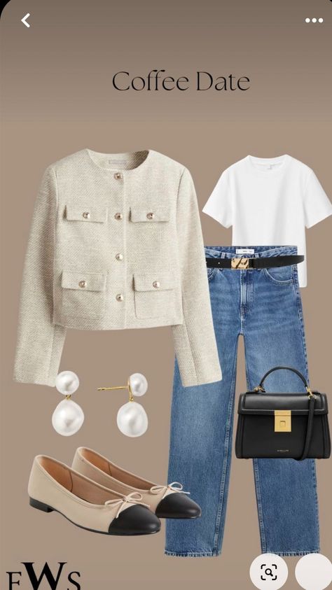 Classic Polished Outfits, Casual Chic Evening Outfit, French Restaurant Outfit, French Style Fashion 2024, Chick Outfit Ideas, Jean Office Outfit, Relaxed Outfits Women, Sophisticated Casual Outfits, Semiformal Outfit Mujer