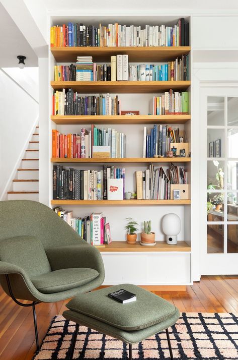 LIBRARY HAUS — WORKADAY DESIGN Removing Vinyl Siding, Bookshelf Room, Womb Chair, Luxury Home Design, Residential Architect, Home Vibes, Cozy Seating, Book Shop, Room Closet