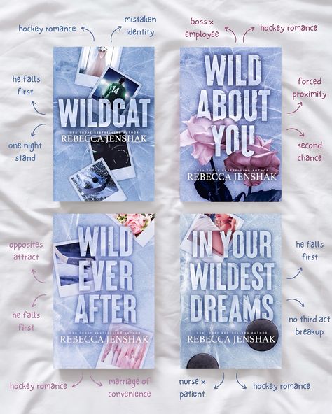 the wildcat series | rebecca jenshak 🌧️🍃🦋 ♡ what’s the last book you purchased? sports romance books featured ♡ wildcat ♡ wild about you ♡ wild ever after ♡ in your wildest dreams In Your Wildest Dreams Rebecca Jenshak, Book Series Recommendations, Rebecca Jenshak, Sports Romance Books, Teenage Books To Read, Romance Books Worth Reading, Fiction Books Worth Reading, Book Reading Journal, Romance Series Books