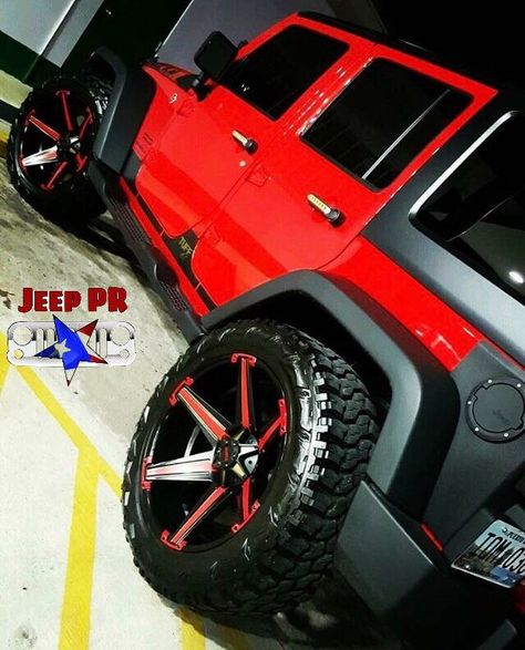 Jeep Truck Rims And Tires, Jeep Rims, Jeep Wrangler Girl, 2006 Jeep Grand Cherokee, Red Jeep, Custom Jeep Wrangler, Yantai, Wrangler Accessories, Custom Jeep