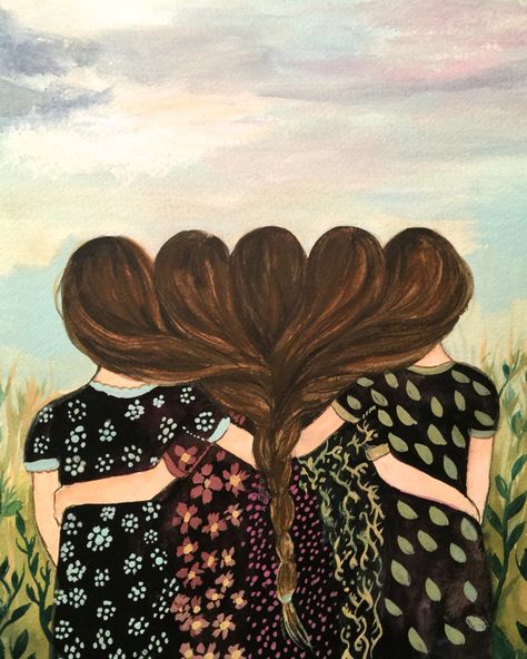 Five sisters best friends with brown hair by claudiatremblay Five Sisters, Sisters Best Friends, Woman Artwork, Best Friend Drawings, Best Friends Cartoon, Sister Pictures, Bff Drawings, Girl Friendship, Friend Cartoon