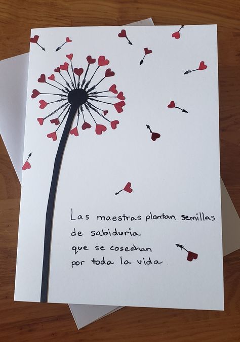 Spanish version of thank you card for teacher Thank You Massage Teacher, Teacher Birthday Card, Goodbye Cards, French Greetings, Card For Teacher, Leaving Cards, Cute Presents, French Teacher, Miss You Cards