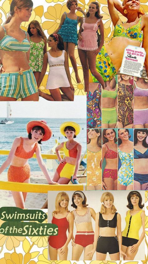 im ready for summer #60s #1960s #vintage 60s Summer Aesthetic, 1960s Vacation Fashion, 60s Bathing Suit Aesthetic, 1960s Resort Wear, Summer 60s, Cute Traveling Outfits, 1960s Bathing Suits, 60s Beach, Chic Travel Style