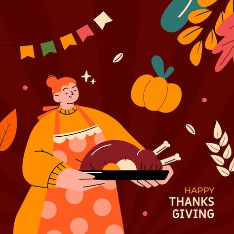 Flat thanksgiving illustration | Premium Vector #Freepik #vector #thanksgiving-illustration #thanksgiving #give-thanks #america Thanks Giving Illustrations, Thanksgiving Animation, Harvest Illustration, Thanksgiving Illustration Design, Thanksgiving Design Graphic, Thanksgiving Retro Art, Thanksgiving Graphic Design Illustration, Thanksgiving Illustration, Happy Thanksgiving Sports Graphic