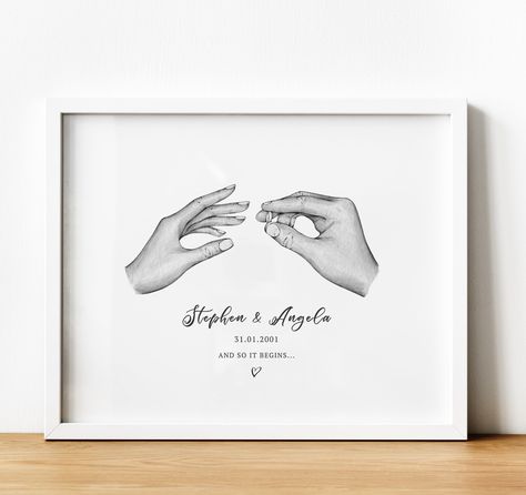 1st Anniversary Gift | Couple Holding Hands Print - A3 / No Frame