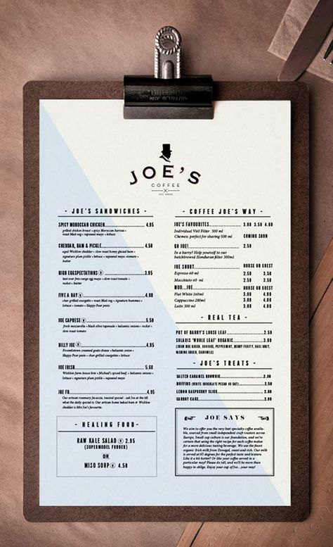 Smart And Creative Menu Card Design Ideas (5) Bar Deco, Menu Design Inspiration, Cafe Menu Design, Menu Card Design, Coffee Shop Menu, Menue Design, Menu Layout, Desain Pantry, Menu Inspiration