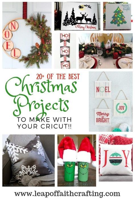 Cricut Projects for Christmas!!  Check out over 20 of the best Cricut Christmas projects from around the web!   #cricut #cricutmade #christmas #christmasdecor #tutorials #diy Cricut Project Ideas, Cricut Christmas Ideas, Christmas Cricut, Diy Christmas Gifts For Family, Christmas Crafts To Sell, Projets Cricut, Cricut Christmas, Christmas Projects Diy, Christmas Crafts For Gifts