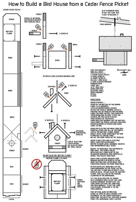 Birdhouse design blue print Cardinal Bird House, Bird House Plans Free, Cedar Fence Pickets, Wren House, Large Bird Houses, Bird Feeder Plans, Fence Picket, Hantverk Diy, Table D Hote