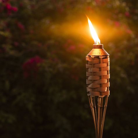 Amazon Prime — Luau Bamboo Torches 4 Pack ($34) Medieval Wedding Theme, Citronella Torches, Garden Torch, Outdoor Torches, Instagram Username Ideas, Bamboo Garden, Tiki Torches, Island Style, Garden Patio