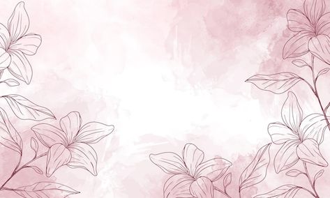 Vector watercolor painted background wit... | Premium Vector #Freepik #vector #watercolor-leaves #watercolor-flowers #floral-background #flower-background Floral Powerpoint Background, Watercolor Floral Background, Floral Watercolor Background, Floral Print Background, Desain Editorial, Slide Background, Presentation Backgrounds, Drawn Flowers, Powerpoint Background