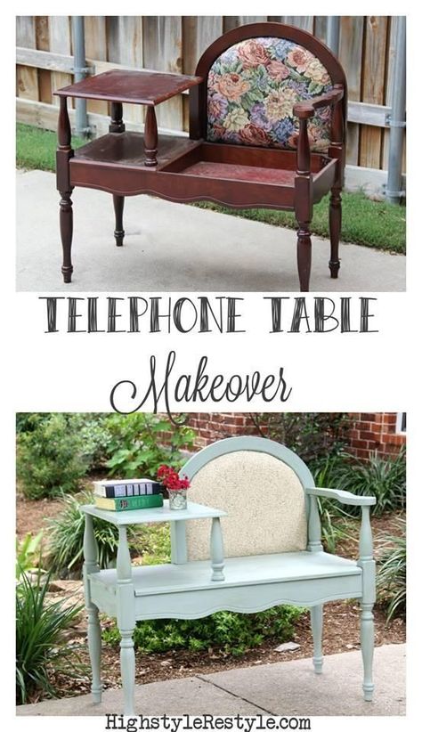 Gossip Benches, Telephone Chair, Vintage Telephone Table, Bench Makeover, Gossip Bench, Lost Things, The Finder, Antique Telephone, Telephone Table