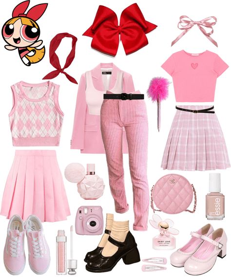 Blossom Powerpuff Inspired Outfits, Powerpuff Outfit Ideas, Blossom Outfit Powerpuff, Blossom Powerpuff Outfit, Blossom Powerpuff Girl Costume, Powerpuff Girls Inspired Outfits, Blossom Powerpuff Costume, Powerpuff Outfit, Powerpuff Girls Outfit