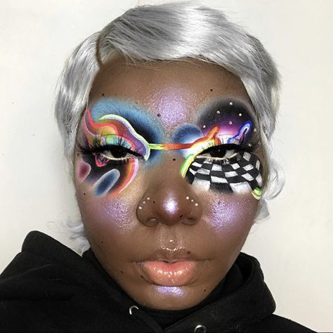 Vaporwave Makeup, Funky Makeup, Neon Makeup, Pride Makeup, Face Paint Makeup, Eye Makeup Pictures, Crazy Makeup, Festival Makeup, Dream Style