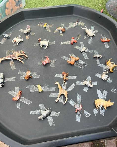 tuff tray ideas • Instagram Tuff Tray Chalk Pen Ideas, Natural Tuff Tray Ideas, Camping Tuff Tray Ideas, Pasta Tuff Tray Ideas, Infant Tuff Tray Ideas, Animal Tuff Tray Ideas Eyfs, Sensory Tuff Tray Ideas Preschool, Tuff Tray Messy Play, Tough Tray Ideas Year 1