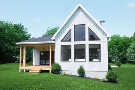 Charming two-story cottage home with awe-inspiring two-story living room. Upstairs you get a cozy loft retreat for relaxation and unwinding via staircase. Expansive covered back deck for enjoying tranquil surroundings and entertaining guests. We can modify any house plan you see on our site. Learn more about  modifications ..
❤️Click on the link #tinyhouse #tinyhouseplans House Plans Small Farmhouse, 2 Bed 2 Bath With Loft, 2 Story Cottage Floor Plans, 1000 Sq Ft House Plans 2 Story, 2 Bedroom 2 Bath House Plans With Loft, Two Bedrooms Two Bathrooms House Plans, Two Bed Tiny House, Loft Homes Plans, 700 Sq Ft House Plans With Loft