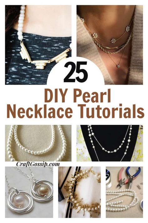 25 DIY Necklaces Made With Pearl Beads Beaded Earrings Tutorials Free Pattern, Pearl Necklace Tutorial, Diy Pearl Jewelry, Pearls Jewelry Diy, Beaded Horseshoe, Diy Pearl Necklace, Diy Necklaces Tutorial, Diy Necklace Making, Waterfall Necklace