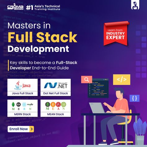 Feeling like a master of the stack with this Full Stack Training Course! 🎓💻 Ready to take on any coding challenge like a pro! Sign Up now: https://www.cromacampus.com/master-program/masters-in-full-stack-development-training/ #FullStackTraining #MasteringTheStack #CodingSkills #TechEducation #NeverStopLearning #ProgrammingSkills #WebDevelopment #TechTraining #CareerDevelopment #CodeNewbie #OnlineLearning #DigitalSkills #CareerGrowth #CodingBootcamp #TechSkills #NewCareer #CareerSwitch Coding Ideas, Full Stack Development, Coding Bootcamp, Coding Courses, Web Development Course, Class Jobs, Exam Study Tips, Social Media Branding Design, Media Branding