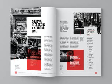 Shift - Magazine Template by inspirasign on Envato Elements Digital Magazine Layout, Magazine Page Layouts, Design De Configuration, Typography Magazine, Promote Business, Mises En Page Design Graphique, Magazine Layout Inspiration, Pages Design, 잡지 레이아웃