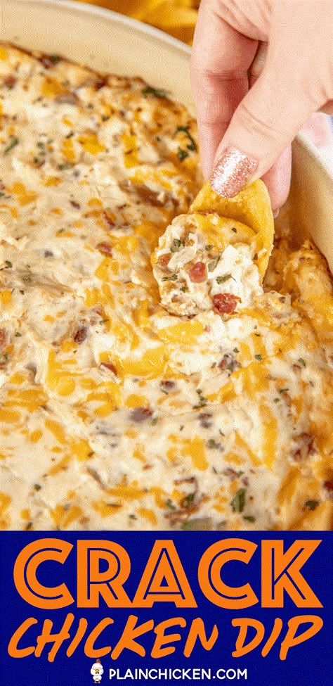 Cheese Bacon Chicken, Baked Dip, Chip Dip Recipes, Dip Recipes Hot, Chicken Cheddar, Tortilla Chip, Chicken Dip Recipe, Chicken Ranch, Cheese Cheddar