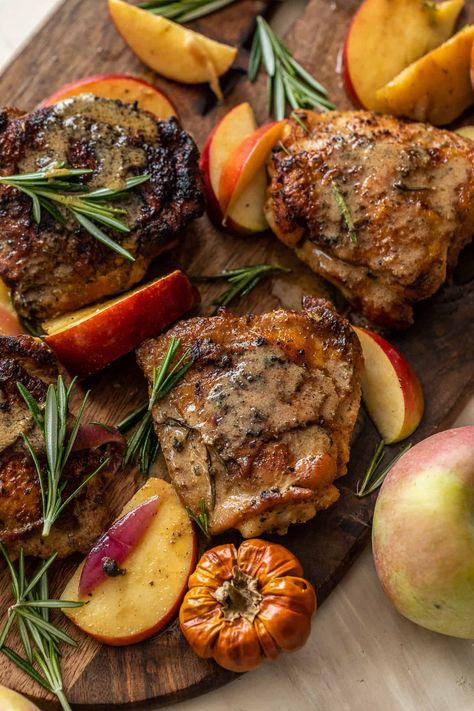 Rosemary Apple Cider Chicken - Britney Breaks Bread Apple Cider Chicken, Cider Chicken, Apple Cider Sauce, Chicken With Prosciutto, Cold Weather Comfort Food, Bone In Chicken, Feed Bag, Whole Chicken Recipes, Love At First Bite