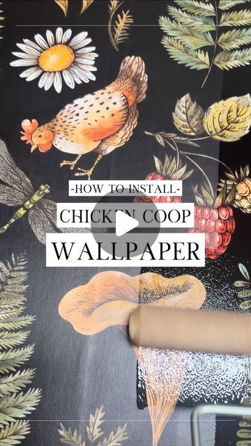 Chicken Peel And Stick Wallpaper, Wallpaper In Chicken Coop, Wallpaper Chicken Coop, Chicken Coop Wallpaper, Chicken Coop Mural, Fancy Chicken Coop, Inside Chicken Coop, Place Wallpaper, Coop Decor