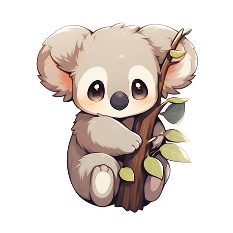 Cute Kawaii Baby Koala Bear Sticker Cute Koala Painting, Koala Art Illustration, Cartoon Animals Cute Drawing, Cute Animals Images Drawings, Koala Cute Drawing, Kawaii Animals Drawings, Cute Kola, Cute Koala Drawing, Koala Bear Drawing