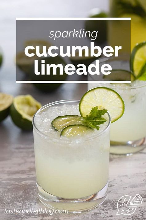 Prepare to be refreshed with this Cucumber Limeade! A simple homemade drink, this is perfect for sipping on the porch on a warm summer night. Cucumber Limeade, Limeade Drinks, Cucumber Drink, Limeade Recipe, Frozen Limeade, Refreshing Summer Drinks, Homemade Drinks, The Porch, Summer Night