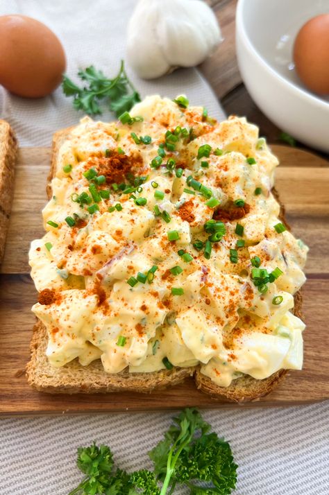 Ultimate Egg Salad Sandwich, Best Ever Egg Salad Recipe, Carla Hall Egg Salad Recipe, Magical Egg Salad, Egg Salad Recipes Best, Egg Salad On Toast, Good Egg Salad Recipe, Egg Salad On Croissant, Old Bay Egg Salad