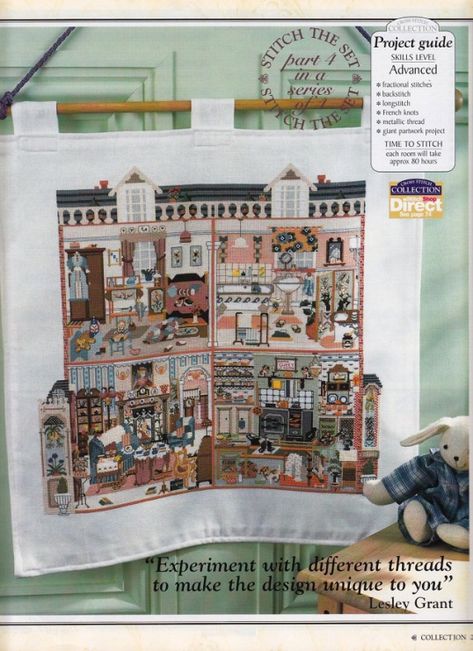 Gallery.ru / Фото #21 - Cross Stitch Collection 069 - tymannost Dollhouse Illustration, Surface Embroidery, Victorian Cross Stitch, Cross Stitch Gallery, Stitch Doll, Cross Stitch House, Cross Stitch Magazines, Stitch Collection, Paper Doll House