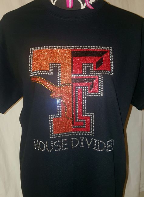 Longhorn Texas Tech House Divided shirt House Divided Football Shirts, House Divided Shirt, Texas Tech Logo For Cricut, Texas Tech Shirt Ideas, House Divided Football, Texas State University Shirts Vinyl, Texas Tech Crewneck, Texas Tech Shirts, Texas Longhorns Shirts