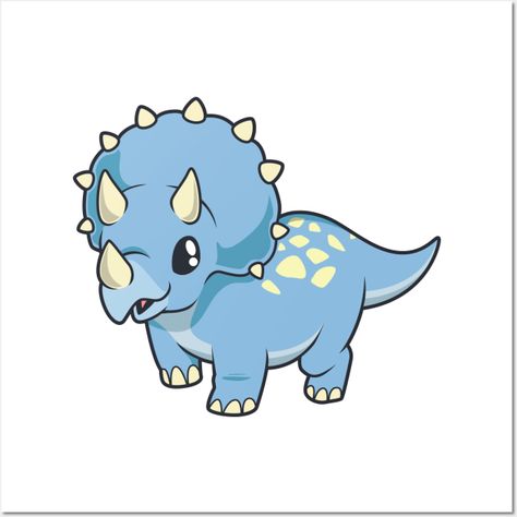 A cute cartoon Kawaii Triceratops smiles at you. A cute cartoon design for all lovers of cuddly Triceratops dinosaurs. -- Choose from our vast selection of art prints and posters to match with your desired size to make the perfect print or poster. Pick your favorite: Movies, TV Shows, Art, and so much more! Available in mini, small, medium, large, and extra-large depending on the design. For men, women, and children. Perfect for decoration. Cartoon Triceratops Tattoo, Simple Triceratops Drawing, Cartoon Dinosaur Drawing, Cute Dino Birthday, Triceratops Illustration, Triceratops Drawing, Cartoon Triceratops, Triceratops Art, Cute Triceratops