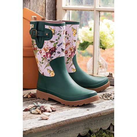 Play in the puddles and tramp through the mud in your new favorite wellies! The pretty green rubber boots feature an exclusive Secret Garden design. They're perfect for running errands on rainy days or working in your freshly watered garden. Adjustable buckle. Polyester lining. Imported. Whole sizes 7–10. Secret Garden Design, Gardening Boots, Ankle Wellies, Garden Boots, Yard Ornaments, Romantic Home Decor, The Secret Garden, Romantic Outfit, Romantic Homes