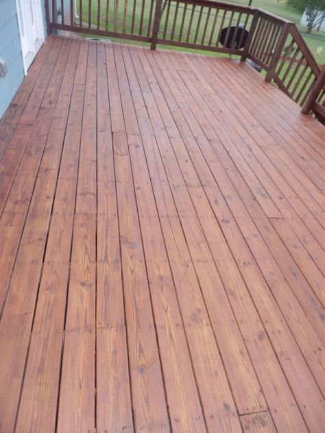 deck makeover big change for 250 00, decks, outdoor living, A few hours later Deck On A Budget, Deck Redo, Deck Stain, Deck Makeover, Garden Diy Ideas, Wooden Deck, Above Ground Pool Decks, Staining Deck, New Deck