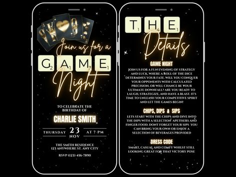 Animated Game Night Invitation for adults, Family Game Night Party Invite, Cards Invite, Birthday Game Night, Editable Template Evite by WhimsicalThingsInc on Etsy Adult Game Night Invitations, Game Night Birthday Party Invitations, Game Night Birthday Invitations, Games Night Invitation, Birthday Game Night Party, Game Night Theme Party For Adults, Game Night Invitations, Birthday Game Night, Game Night Flyer