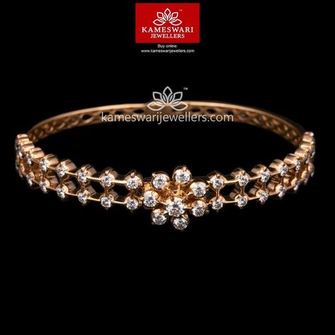 Frozen Jewelry, Mughal Jewelry, Kada Bangles, Kameswari Jewellers, Bangle Diamond, Gold Bangles Indian, Diamond Bangles, Diamond Bracelet Design, Antique Gold Jewelry Indian