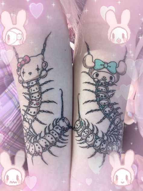 Dinosaur Tattoo, Hello Kitty Design, Hello Kitty Tattoos, Sharpie Tattoos, Kawaii Tattoo, Creepy Tattoos, Cute Little Tattoos, My Tattoo, Matching Tattoo