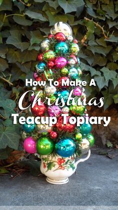 Christmas Topiary, Teacup Crafts, Retro Christmas Decorations, Vintage Christmas Crafts, Shiny Brite Ornaments, Bright Christmas, Shiny Brite, Christmas Tea, Noel Christmas