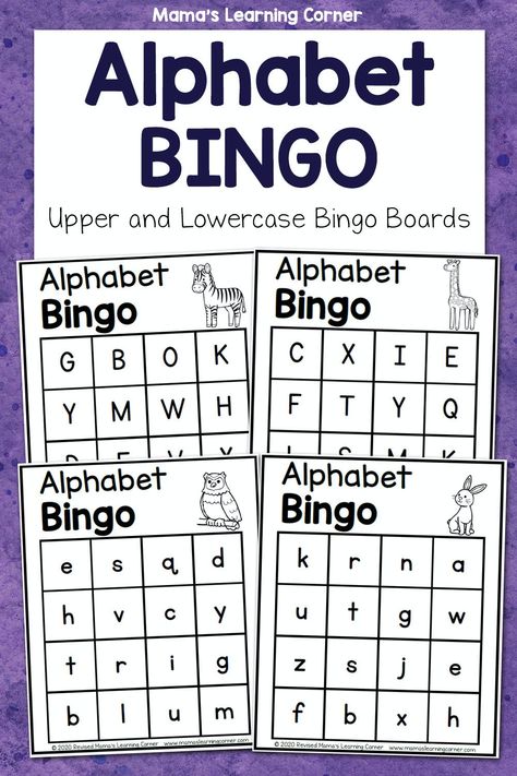 Alphabet Bingo - Mamas Learning Corner Alphabet Games For Kindergarten, Abc Bingo, Alphabet Party, Alphabet Bingo, Free Printable Alphabet, Learning Corner, Alphabet Board, Alphabet Sounds, Kindergarten Letters