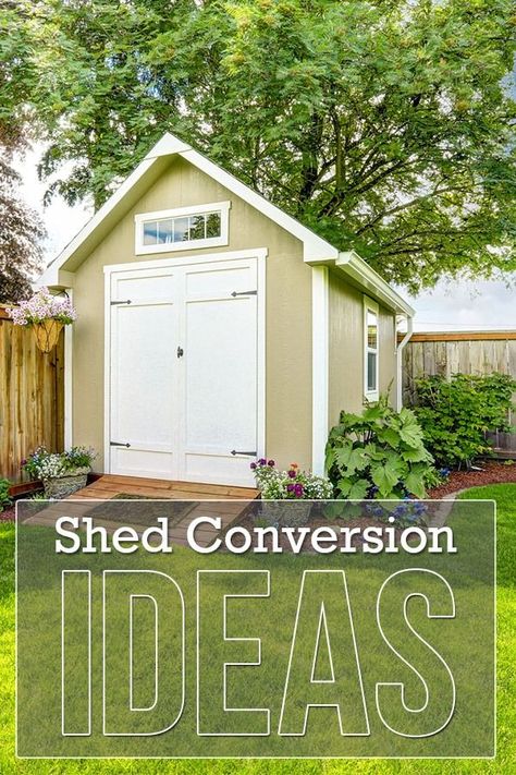 Small Shed Conversion Ideas, Shed Converted To Guest House, She Shed Exterior Ideas, Woodworking Shed Ideas, Shed Home Office Ideas, Shed Bedroom Ideas, Shed To Tiny House Conversion, She Shed Exterior, Bedroom Shed