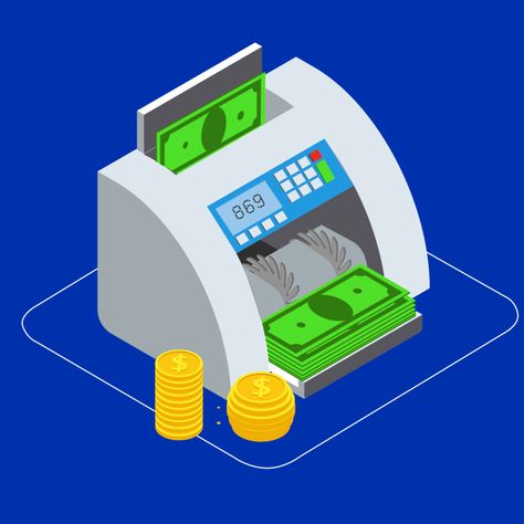 Banking and finance isometric concept. Bill counter or money counting machine loaded with  dollar bills. Banking Animation, Bank Animation, Money Counting Machine, Money Counting, Banking And Finance, Money Icon, Money Counter, Graphic Icons, Neo Pop