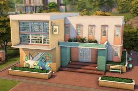 Newcrest Community Lots, Sims 4 Dine Out, Sims 4 Rec Center, Sims 4 Community Lots Base Game, Sims 4 Get Famous House, Sims 4 Neighborhood Ideas, Sims Community Lots, Sims 4 Lots Community, Sims 4 Community Lots Ideas