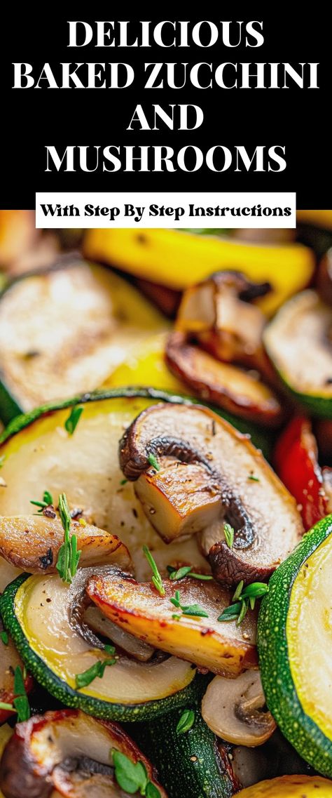 Image for Delicious Baked Zucchini and Mushrooms Baked Zucchini And Mushrooms, Sliced Zucchini Recipes Baked, How To Bake Zucchini, Zucchini And Mushroom Recipes, Sliced Zucchini Recipes, Mushroom Zucchini Recipe, Zucchini And Mushrooms, Oven Roasted Zucchini, Zucchini Recipes Baked