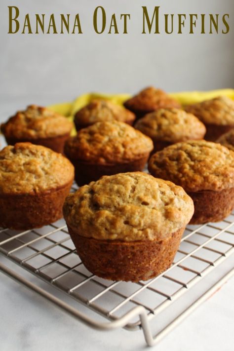 Banana Muffins With Oat Flour, Oatmeal Muffins Quick Oats, Cinnamon Oats, Oatmeal Muffin, Oats Flour, Oatmeal Chocolate Chip Muffins, Banana Oatmeal Muffins, Banana Oat Muffins, Breakfast Ingredients